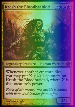 MTG Magic the Gathering Kresh the Bloodbraided (5/15) FTV Legends LP FOIL - Image 1
