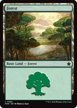 Forest (0280) -Foil Light Play MTG Foundations - Image 1