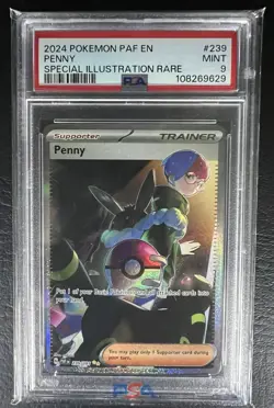 PSA 9 MINT Penny Special Illustration Rare Pokemon Paldean Fates 239/091 - Image 1