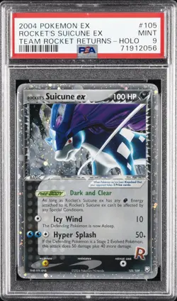 2004 POKEMON EX TEAM ROCKET RETURNS #105 ROCKET'S SUICUNE EX-HOLO PSA 9 - Image 1