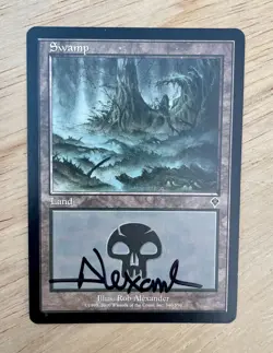 VTG 2000 MTG Swamp Land Wizards Of The Coast Artist Sign Invasion Rob Alexander - Image 1