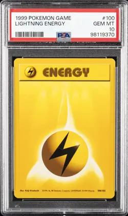 1999 POKEMON GAME #100 LIGHTNING ENERGY PSA 10 - Image 1