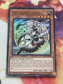 Yugioh Dracotail Lukias JUSH-EN001 1st Ed NM Ultra Rare - Image 1