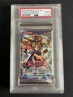 2003 Yugioh Konami Legacy Of Darkness 1st Edition Booster Pack PSA 8 Yu-Gi-Oh - Image 4