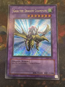 Yugioh Gaia the Dragon Champion LOB-125 Secret Rare Ultra Misprint PLAYED - Image 1