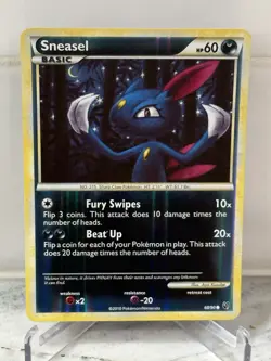 Sneasel 68/90 Reverse Holo Undaunted Pokemon Card NM-MINT! - Image 1