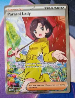Pokemon Parasol Lady Trainer Full Art Card Par 238/182 Paradox Rift NM-Mint TCG - Image 1