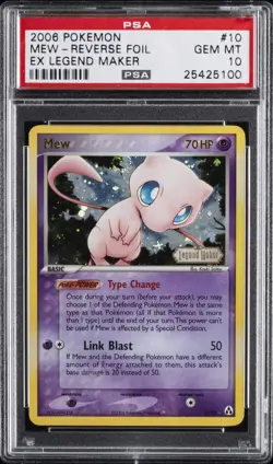 2006 POKEMON EX LEGEND MAKER #10 MEW-REVERSE FOIL PSA 10 - Image 1