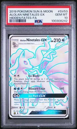 PSA 10 GEM MINT Alolan Ninetales GX Hidden Fates Pokemon SV53/SV94 - Image 1