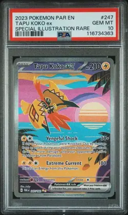 PSA 10 GEM MINT Tapu Koko EX Paradox Rift SIR Pokemon 247/182 - Image 1