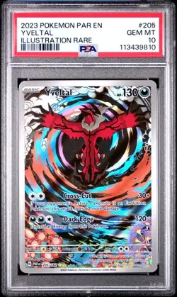 PSA 10 GEM MINT Yveltal Paradox Rift Illustration Rare Pokemon 205/182 - Image 1