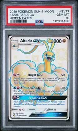 PSA 10 GEM MINT Altaria GX Hidden Fates Shiny Full Art Holo Pokemon SV77/SV94 - Image 1