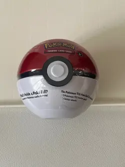 Sealed Pokemon Pokeball Red & White Ball Tin Include 3 Booster Packs D24 Free S - Image 1