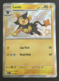 Luxio 136/091 Paldean Fates Shiny Holo Rare Pokemon TCG Card NM - Image 1