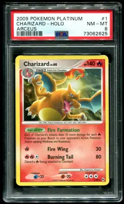 PSA 8 Charizard Holo Rare Platinum Arceus 2009 Pokemon Card #1 - Image 1