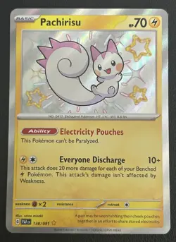 Pachirisu 138/091 Paldean Fates Shiny Holo Rare Pokemon TCG Card NM - Image 1