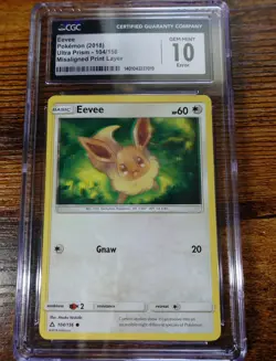 Eevee 104/156 CGC 10 Misaligned Print Layer Error Ultra Prism Pokemon Card - Image 1