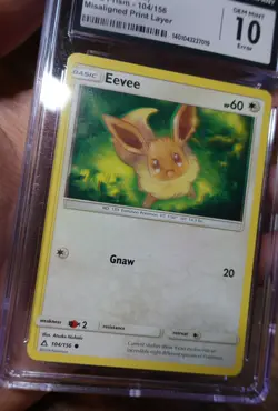 Eevee 104/156 CGC 10 Misaligned Print Layer Error Ultra Prism Pokemon Card - Image 3