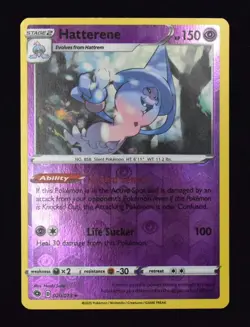 Pokemon TCG Hatterene 020/073 2020 Champion's Path Reverse Holo Rare Card - NM - Image 1