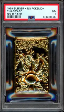 PSA 7 NEAR MINT - 1999 Charizard Burger King 23k Gold Plated Promo Pokemon Card - Image 1