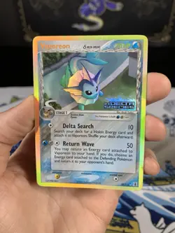 Pokemon Card Ex Delta Species Vaporeon 18/113 2005 Reverse Stamped Holo - Image 2