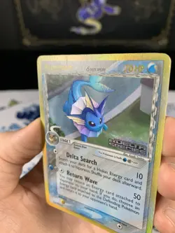 Pokemon Card Ex Delta Species Vaporeon 18/113 2005 Reverse Stamped Holo - Image 3