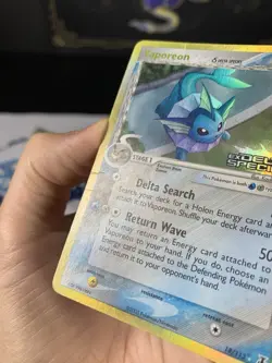 Pokemon Card Ex Delta Species Vaporeon 18/113 2005 Reverse Stamped Holo - Image 5