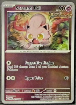 1 POKEMON CARD TCG/SCREAM TAIL ANCIENT/077/162/UNCOMMON/REVERSE HOLO/2024 - Image 1