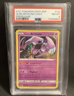 2021 Evolving Skies Articuno Holo Pre Release Promo pokemon Card PSA 8 - Image 1