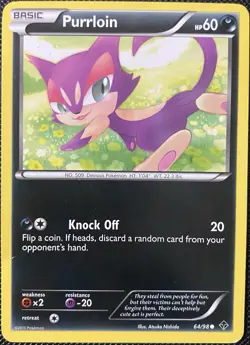 Purrloin 64/98 Emerging Powers Regular - Pokemon Card - Image 1