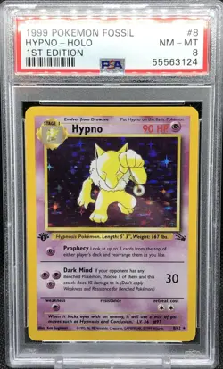 1999 PSA 8 Pokemon Fossil HYPNO - Holo 1st Edition Card #8 Near Mint - Mint - Image 1