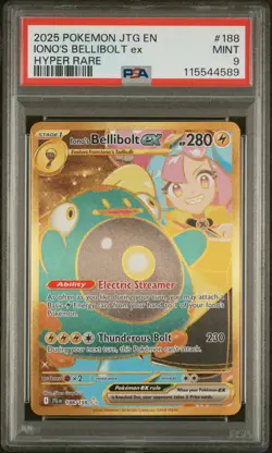 2025 Pokemon JTG EN-Journey Together Iono's Bellibolt EX #188 Hyper Rare PSA 9 - Image 1