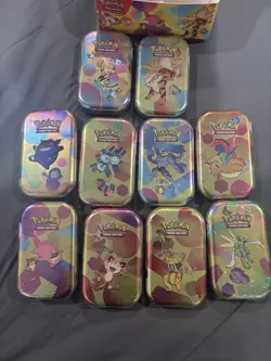 Pokemon 151 Mini Tins Display Box Complete Set of 10 Sealed - Image 1