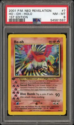 2001 Pokemon Neo Revelation 1ST Edition Ho-Oh #7 1ST Edition PSA 8 - Image 1