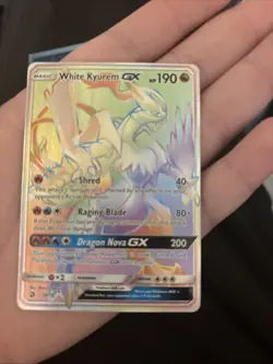 White Kyurem GX 48/70 Secret Full Art Dragon Majesty Pokemon Card Near Mint - Image 1