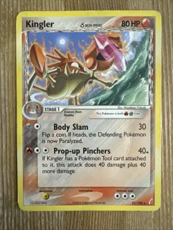 Kingler 22/100 Rare Pokemon Card TCG Ex Crystal Guardians Trading Card Game DMG - Image 1