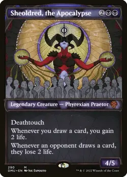 MTG Magic: The Gathering Sheoldred, the Apocalypse BORDERLESS FOIL LP 290 DMU - Image 1