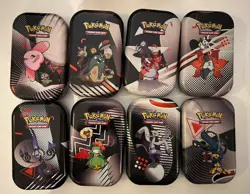 Unova Mini Tin Set of 8 Display Box EMPTY Pokemon Black Bolt 🖤 White Flare 🤍 - Image 2