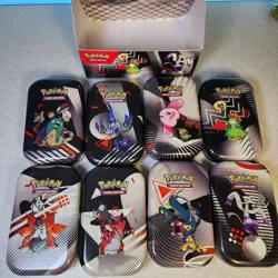 Unova Mini Tin Set of 8 Display Box EMPTY Pokemon Black Bolt 🖤 White Flare 🤍 - Image 2