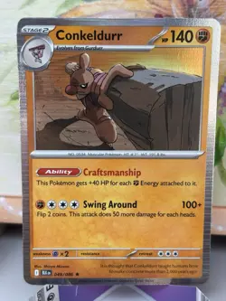 Conkeldurr - 049/086 Sv: Black Bolt Holo Pokemon Card TCG NM/M Near Mint Card - Image 1