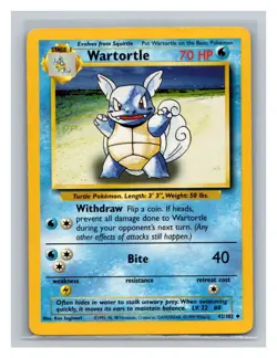 Wartortle #042/102 Base Set Pokemon Card TCG 1999 - Image 1