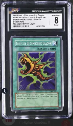 Yugioh The Flute of Summoning Dragon SDK-042 CGC 8 NM Error Foil Shift Card - Image 1