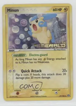 Minun Reverse Foil Pokemon EX Emerald #37 2005 0cp0 - Image 1