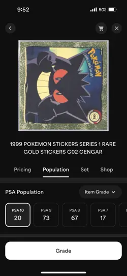 1999 Pokemon Sticker Gengar, PSA 10, Artbox Series 1, Rare Gold #G02 POP 20 - Image 3