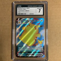 Graded CGC 7 2021 Pokemon Celebrations Surfing Pikachu Vmax Full Art #009 - Image 1