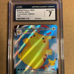 Graded CGC 7 2021 Pokemon Celebrations Surfing Pikachu Vmax Full Art #009 - Image 3