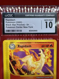 2002 Pokemon Center New York Rapidash CGC GEM MINT 10 #51 Black Star Promo TCG - Image 3