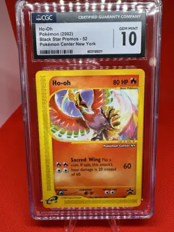 Ho-Oh # 52 WOTC Black Star PROMO Pokemon Center NY" Stamped Card CGC GEM MINT 10 - Image 1