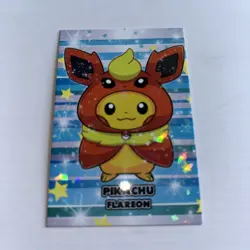 Pikachu Flareon poncho Pokemon Card - Image 1