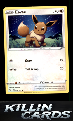 Eevee 130/185 Pokemon Common SWSH04: Vivid Voltage Card NM - Image 1